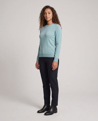 Damen Feinstrick-Pullover mit geripptem Rundhalsausschnitt und schmalen Bündchen Nord Taschen