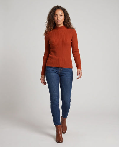 Damen Feinstrick-Pullover mit kurzem Mockneck und leicht strukturierter Oberfläche Nord Taschen