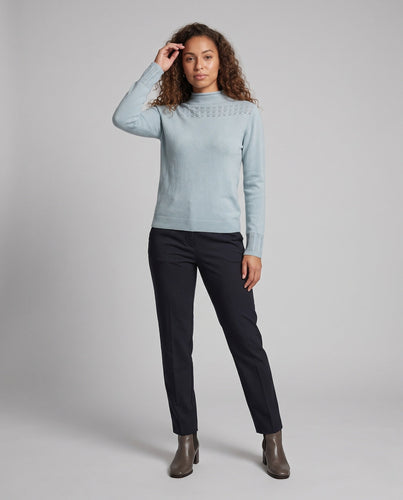 Damen Feinstrick-Pullover mit Mockneck, Ajour‑Yoke und kaschmirähnlicher Weichheit Nord Taschen