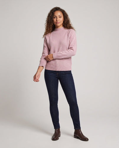 Damen Feinstrick-Pullover mit Mockneck, Nep-Struktur und legerer Raglan-Passform Nord Taschen