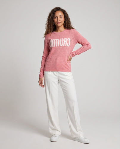 Damen Feinstrick-Pullover mit Rundhalsausschnitt, Jacquardstruktur und Logo-Front Nord Taschen