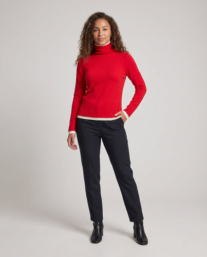 Damen Feinstrick-Rollkragenpullover mit weichfloriger Oberfläche und minimalistischem Schnitt Nord Taschen
