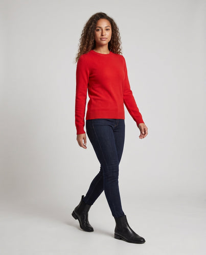 Damen Feinstrick-Rundhalspullover aus weichem Wollmix mit minimalistischer Silhouette Nord Taschen