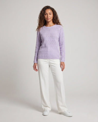 Damen Feinstrickpullover mit Ajourmuster und weichem Mohair‑Look Nord Taschen