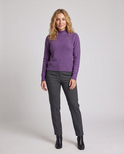 Damen Feinstrickpullover mit Glitzer‑Garn und kurzem Stehkragen, leicht taillierte Silhouette Nord Taschen