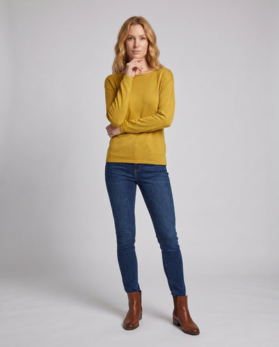 Damen feiner Strickpullover mit Bootsausschnitt und lockerer Passform Nord Taschen