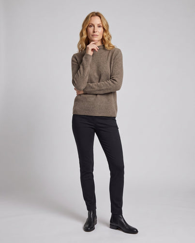Damen Flauschiger Feinstrick-Mockneckpullover mit angerauter Mohair‑Optik und cleanem Schnitt Nord Taschen