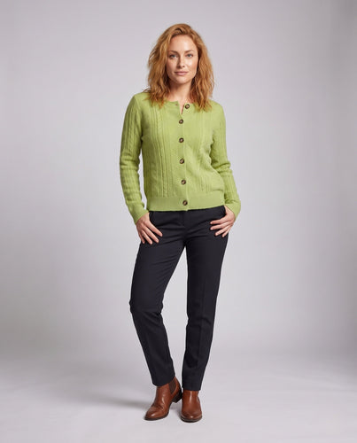 Damen Flauschiger Kurzcardigan mit Zopf‑ und Ajourstrukturen sowie Vintage‑Knopfleiste Nord Taschen