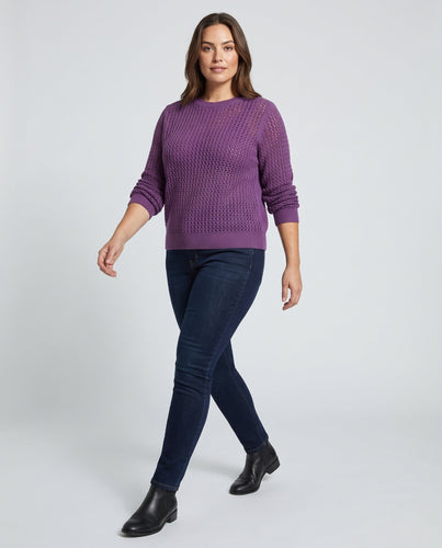 Damen Flauschiger Mohair‑Look Pullover mit Honigwaben‑Ajour und legerer Oversize‑Passform Nord Taschen