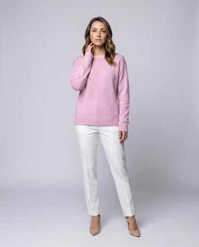 Damen Flauschiger Oversize-Feinstrickpullover mit dezenten Ajourdetails und verlängertem Rippbund Nord Taschen