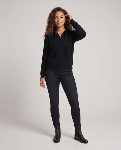 Damen Kapuzen-Feinstrickjacke mit Reißverschluss und kaschmirähnlicher Haptik Nord Taschen