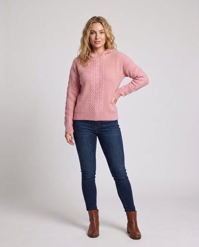 Damen Kapuzenpullover aus flauschigem Zopfstrick mit kaschmirähnlicher Optik Nord Taschen