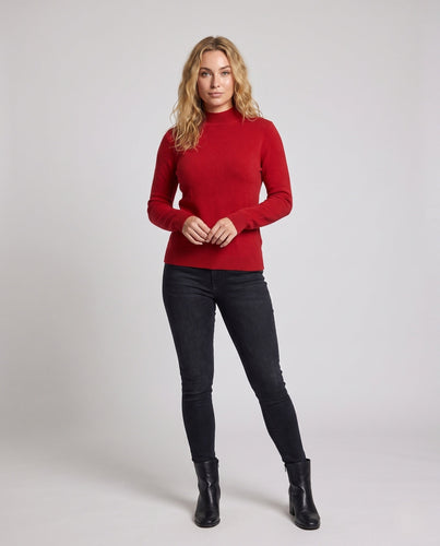 Damen Kaschmir‑Look Mockneckpullover mit extrafeinem Flor und schmaler Silhouette Nord Taschen