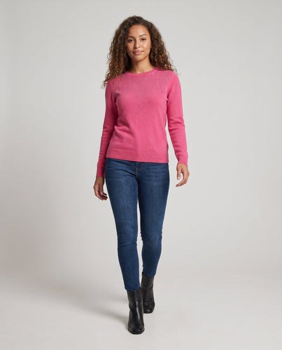 Damen Kaschmir‑Optik Feinstrickpullover mit Strass‑Schmetterlingsmotiven und Rundhals Nord Taschen