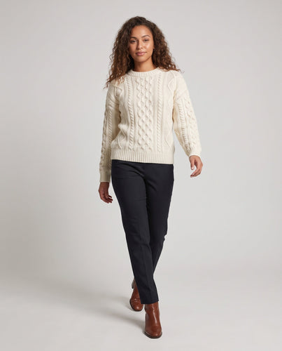 Damen Oversize Zopfstrickpullover im Aran‑Look mit Rundhals Nord Taschen