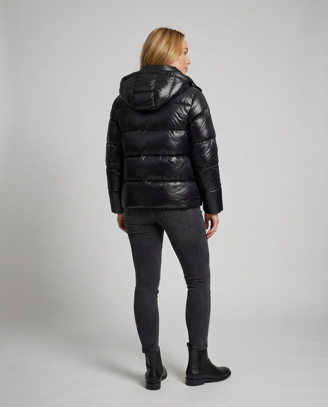 Glänzende Pufferjacke Damen