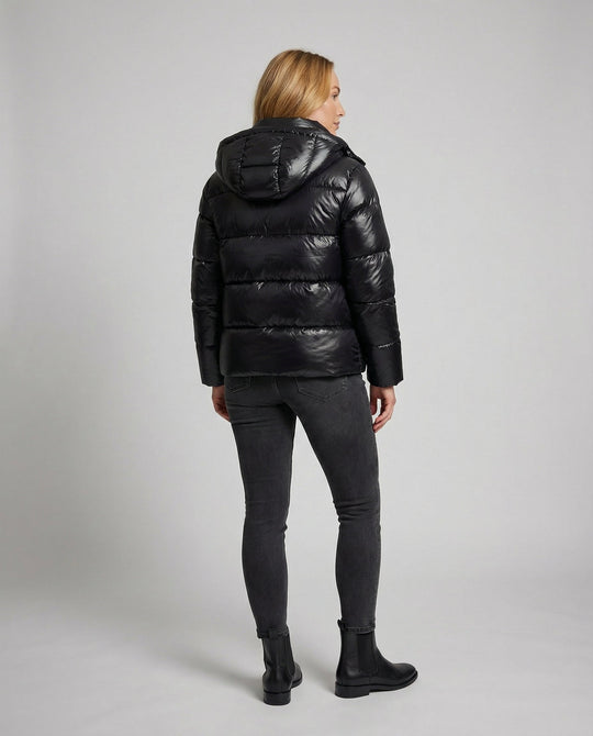 Glänzende Pufferjacke Damen