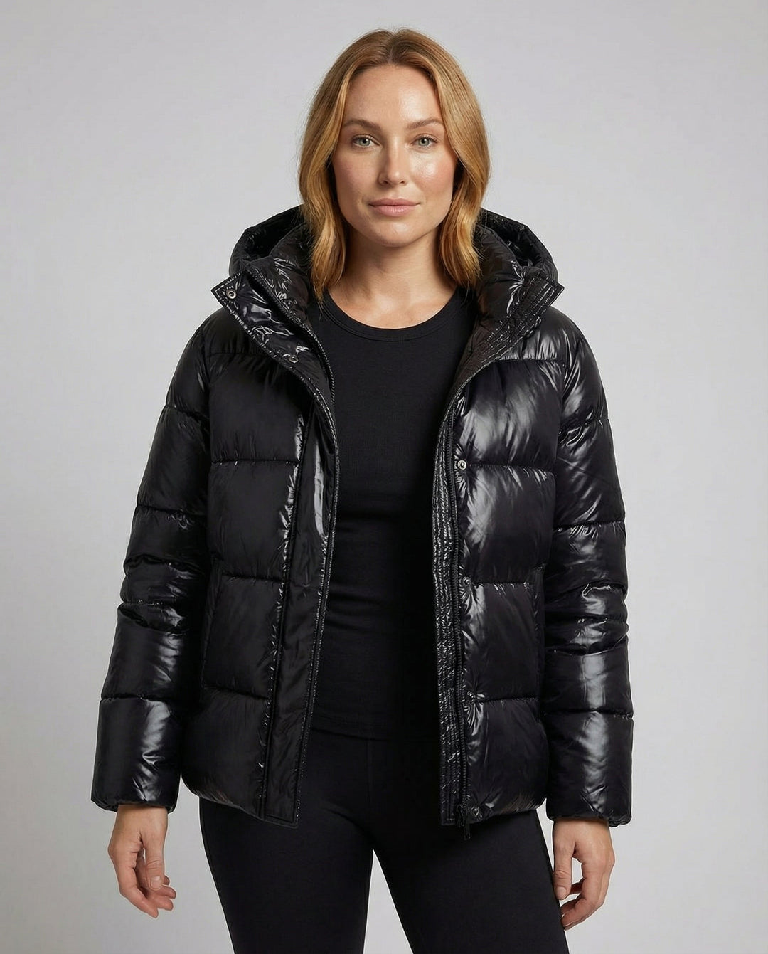 Glänzende Pufferjacke Damen