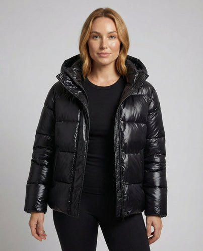 Glänzende Pufferjacke Damen