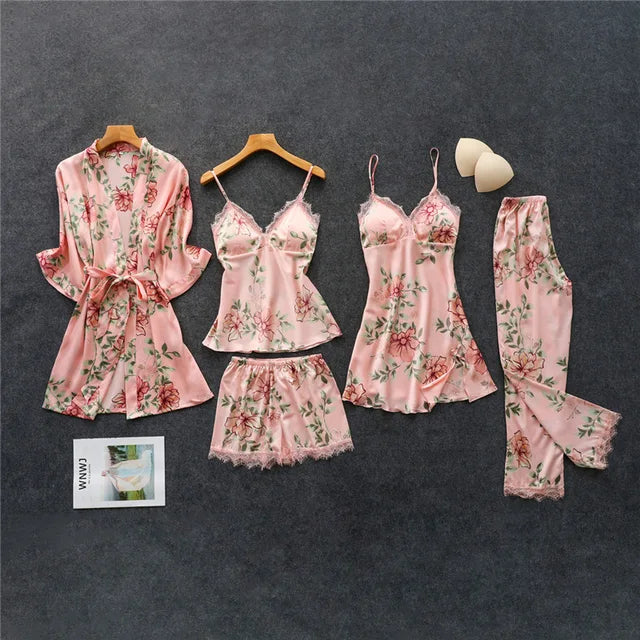Luxuriöses Bettwäscheset aus Satin mit Blumenmuster