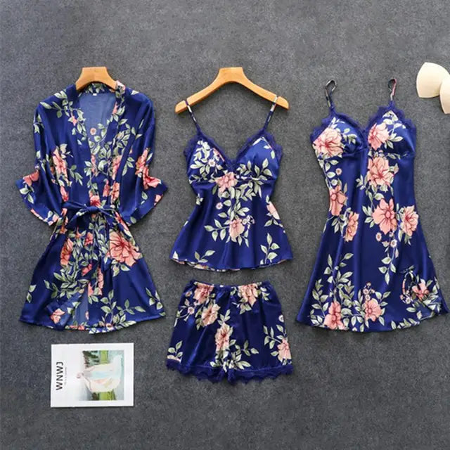 Luxuriöses Bettwäscheset aus Satin mit Blumenmuster