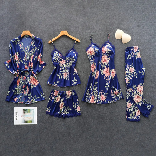 Luxuriöses Bettwäscheset aus Satin mit Blumenmuster
