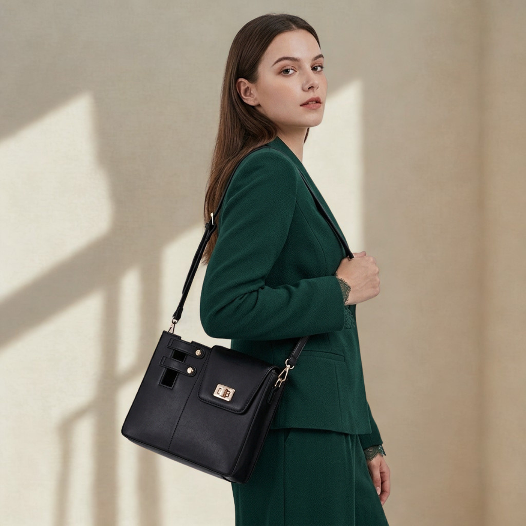 Nord Taschen | Vegane Leder Umhängetasche mit Drehverschluss