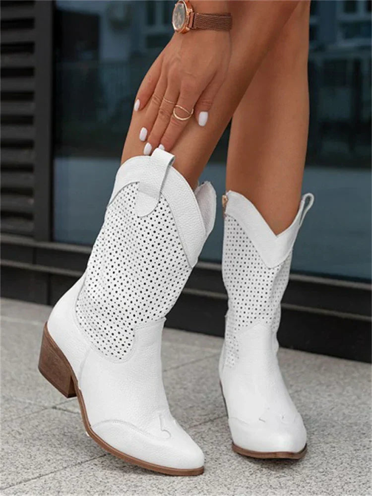 Atmungsaktive Schicke Cowboy-Stiefel mit Reißverschluss