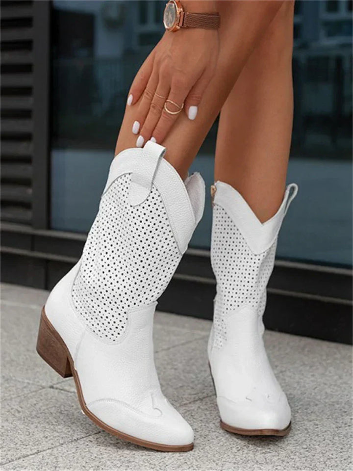 Atmungsaktive Schicke Cowboy-Stiefel mit Reißverschluss