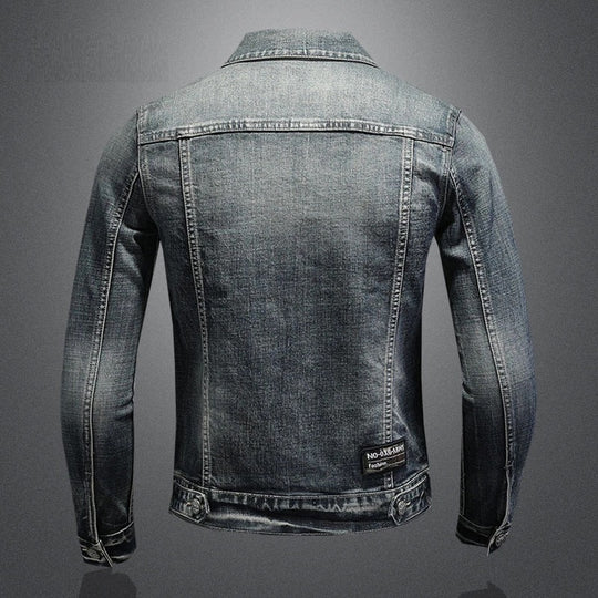 Herren Graue Truckerjacke - Knopfverschluss mit Brusttaschen