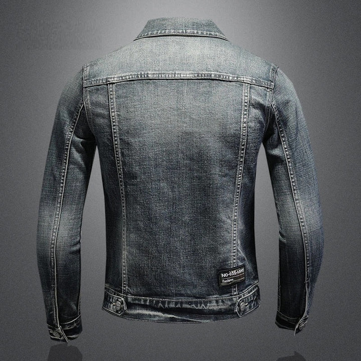 Herren Graue Truckerjacke - Knopfverschluss mit Brusttaschen
