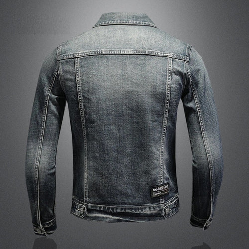 Herren Graue Truckerjacke - Knopfverschluss mit Brusttaschen