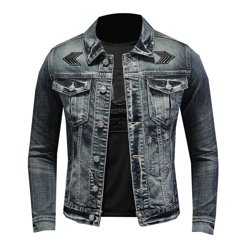 Herren Schwarze Denimjacke - Stonewashed-Stil - Arvani