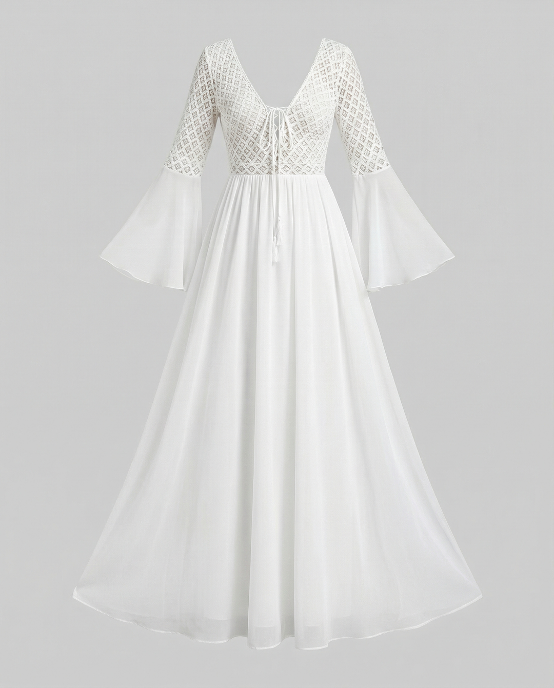 Leichtes Weißes Boho-Kleid mit Fließendem Schnitt für Sommer & Festivals