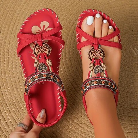 Boho Flache Sandalen