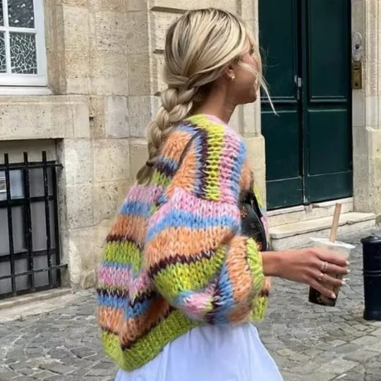 Gestreifte offene Strickjacke Avellé