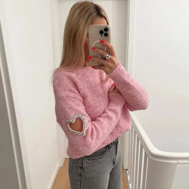 Nord Taschen | Mode LiNord Taschene Herz Ausgehöhlter Pullover