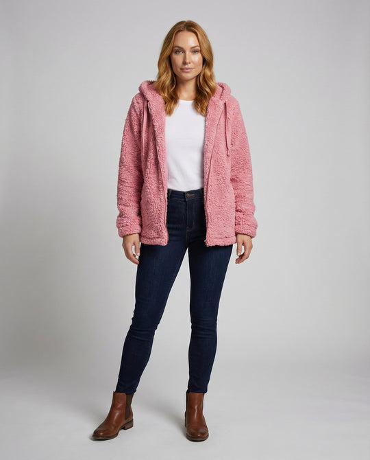 Teddy Fleecejacke Damen Lang