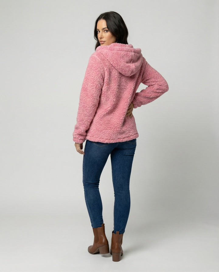 Teddy Fleecejacke Damen Lang