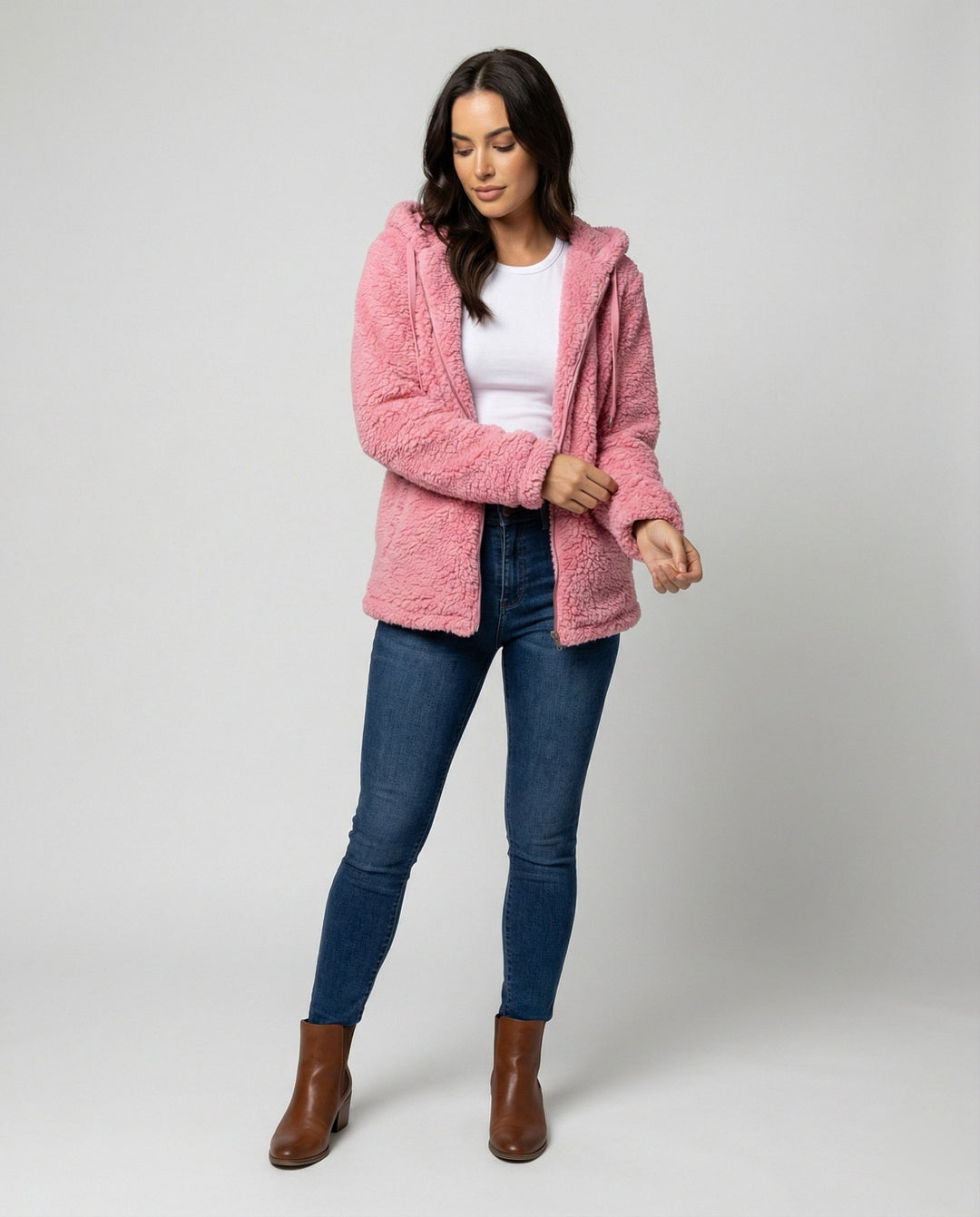 Teddy Fleecejacke Damen Lang