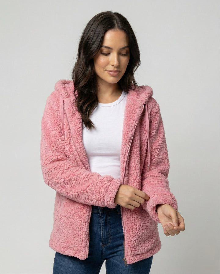 Teddy Fleecejacke Damen Lang