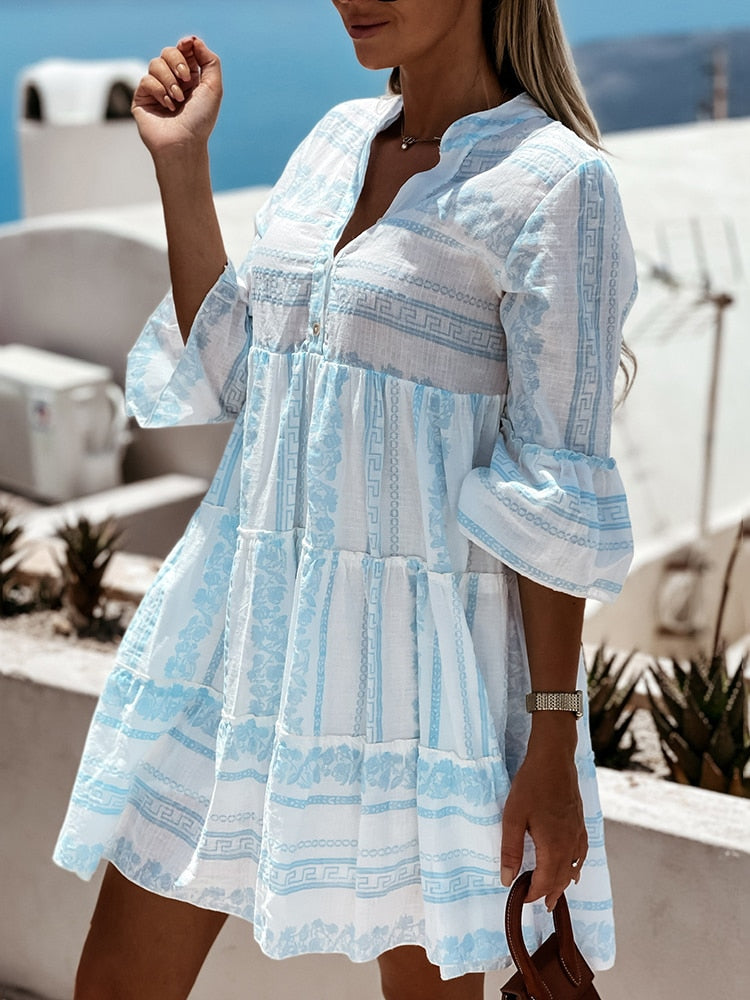 Leichtes Boho Kleid mit Fröhlichem Muster Perfekt für Sommerliche Anlässe