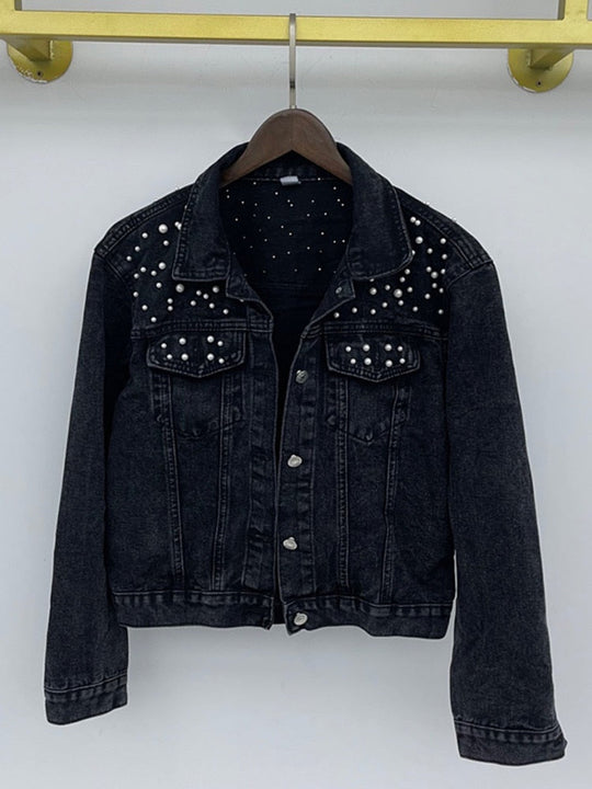 Lässige Jeansjacke mit Perlen - Vittorelli