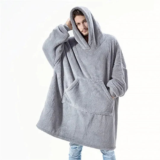 Übergroßer Flanell-Decken Hoodie für Herren & Damen