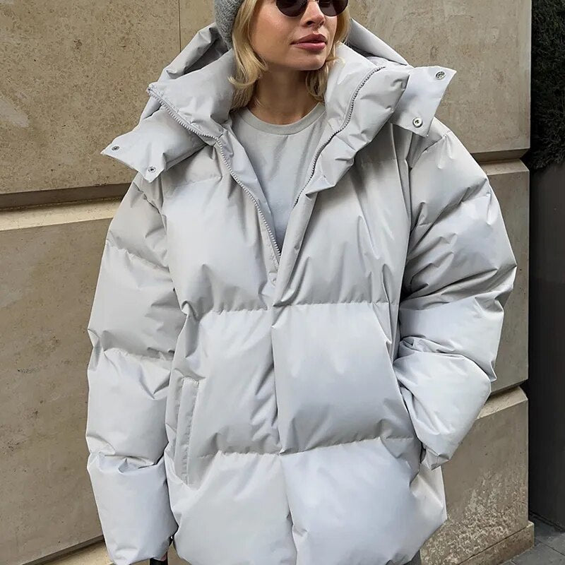 Oversized Puff-Hoodie-Jacke