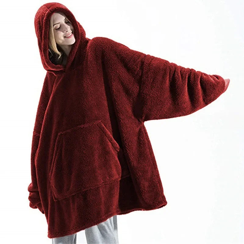 Übergroßer Flanell-Decken Hoodie für Herren & Damen
