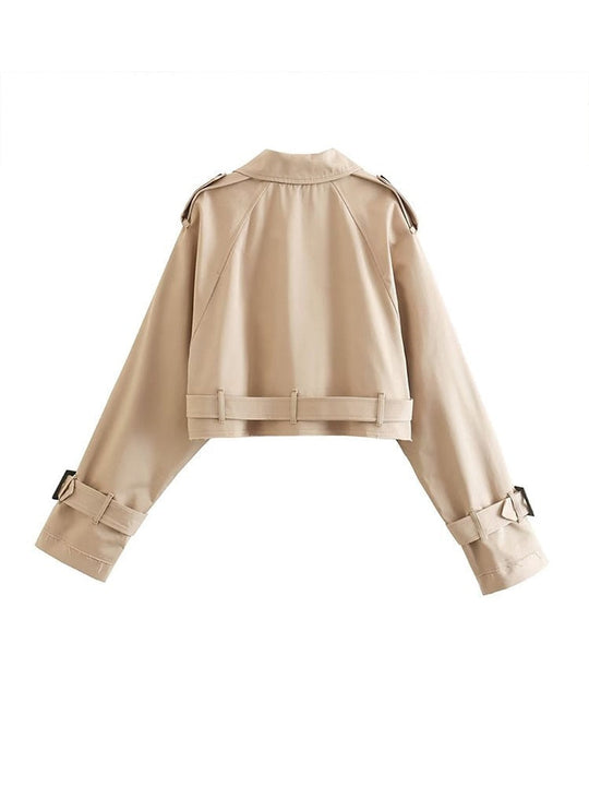 Kurzer Beigefarbener Trenchcoat