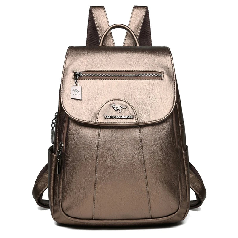 Großer Leder Rucksack mit DiNord Taschenstahlschutz für Damen