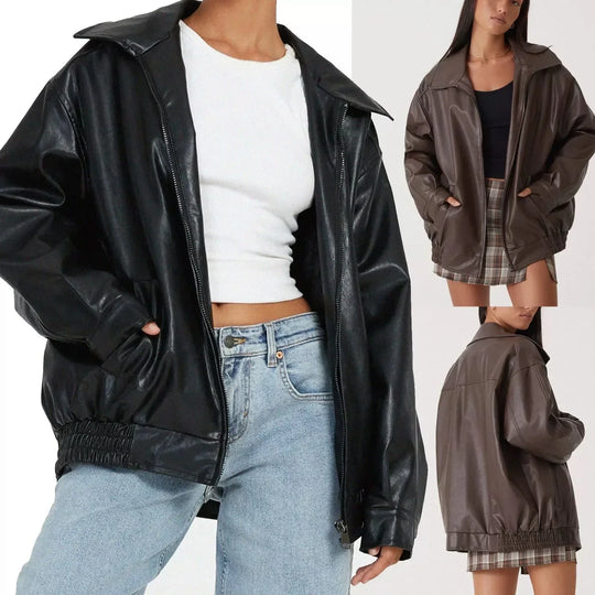 Oversized Lederjacke