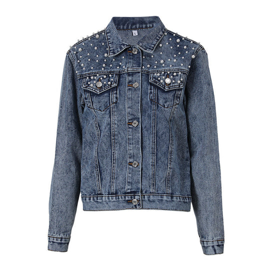 Lässige Jeansjacke mit Perlen - Vittorelli